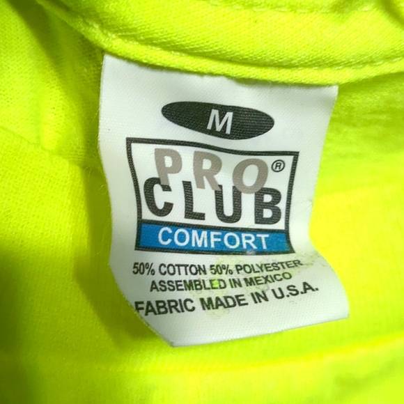 New Pro Club Hot Yellow Long Sleeve Tee Sz Med - Picture 4 of 4